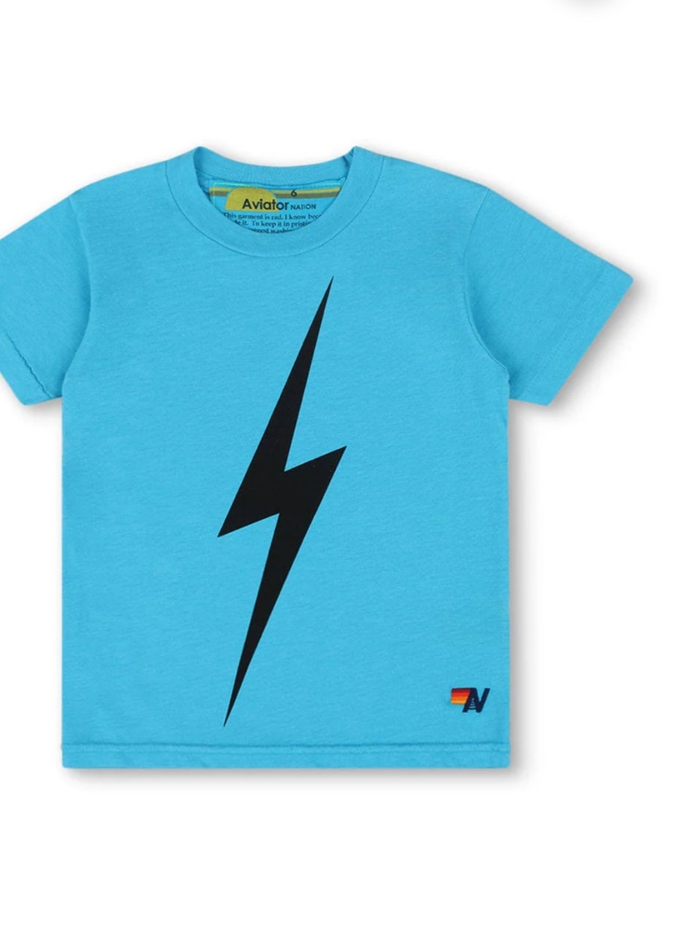 Aviator Nation kids Turquoise Tee with Black Lightning Bolt Unisex Size 10